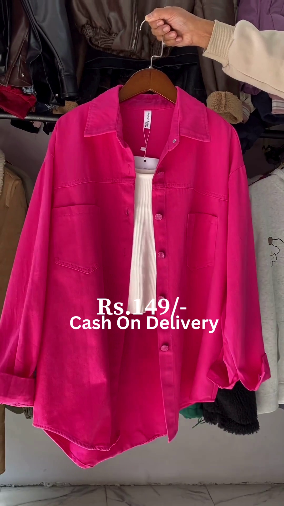 Urban Chic: Fuchsia Oversized Denim Shacket