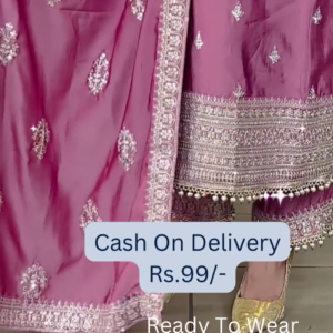 Lavender Grace: Embroidered Silk Suit Set