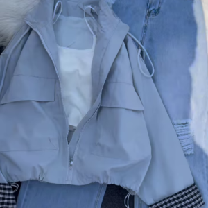 Utility Zip-Up Windbreaker with Straight-Cut Ripped Jeans – Urban Cool Look for Everyday Wear