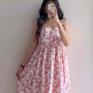 Women’s Sleeveless Blue-Beige Floral Print Maxi Dress – Lightweight Vacation-Ready Fashion