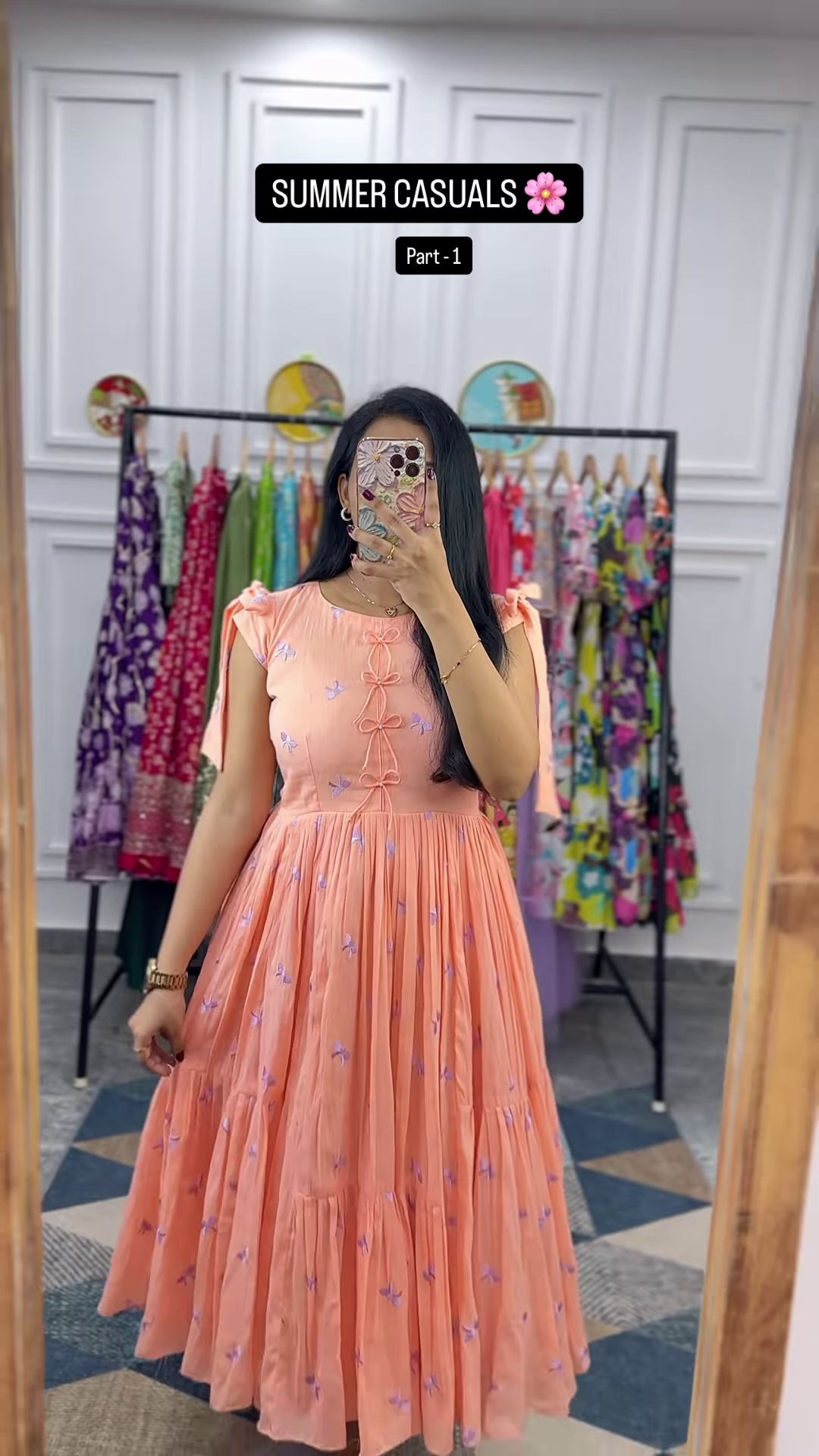 Women’s Light Green Tiered Ruffle Dress – Summer Casualwear with Mirror Portrait Styling - Image 10