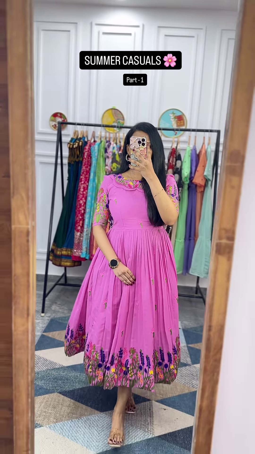 Women’s Light Green Tiered Ruffle Dress – Summer Casualwear with Mirror Portrait Styling - Image 7