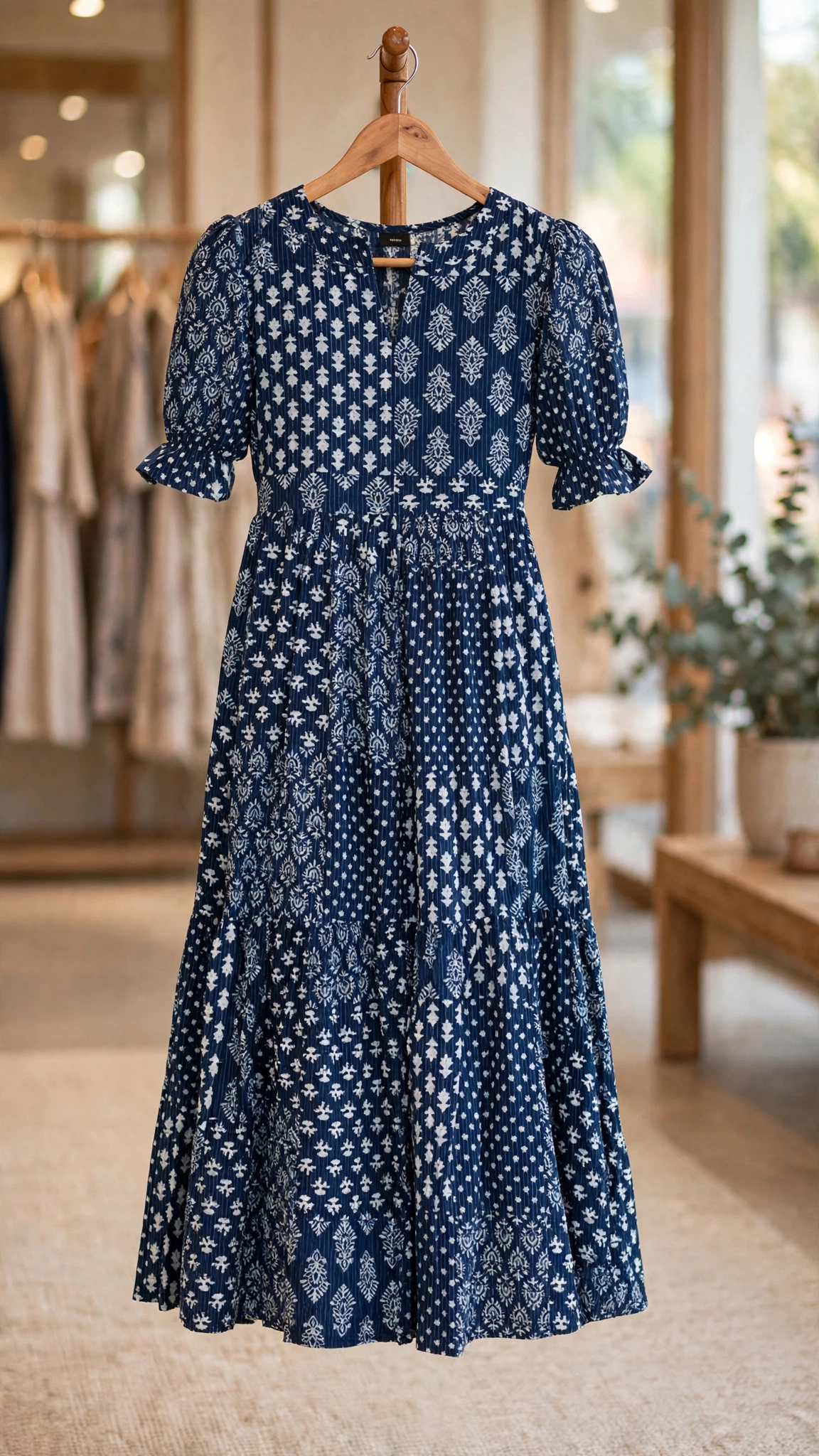 Timeless Floral Pleated Midi Dress – Available in Midnight Navy, Earthy Beige, Mint Green & Soft Coral - Image 2