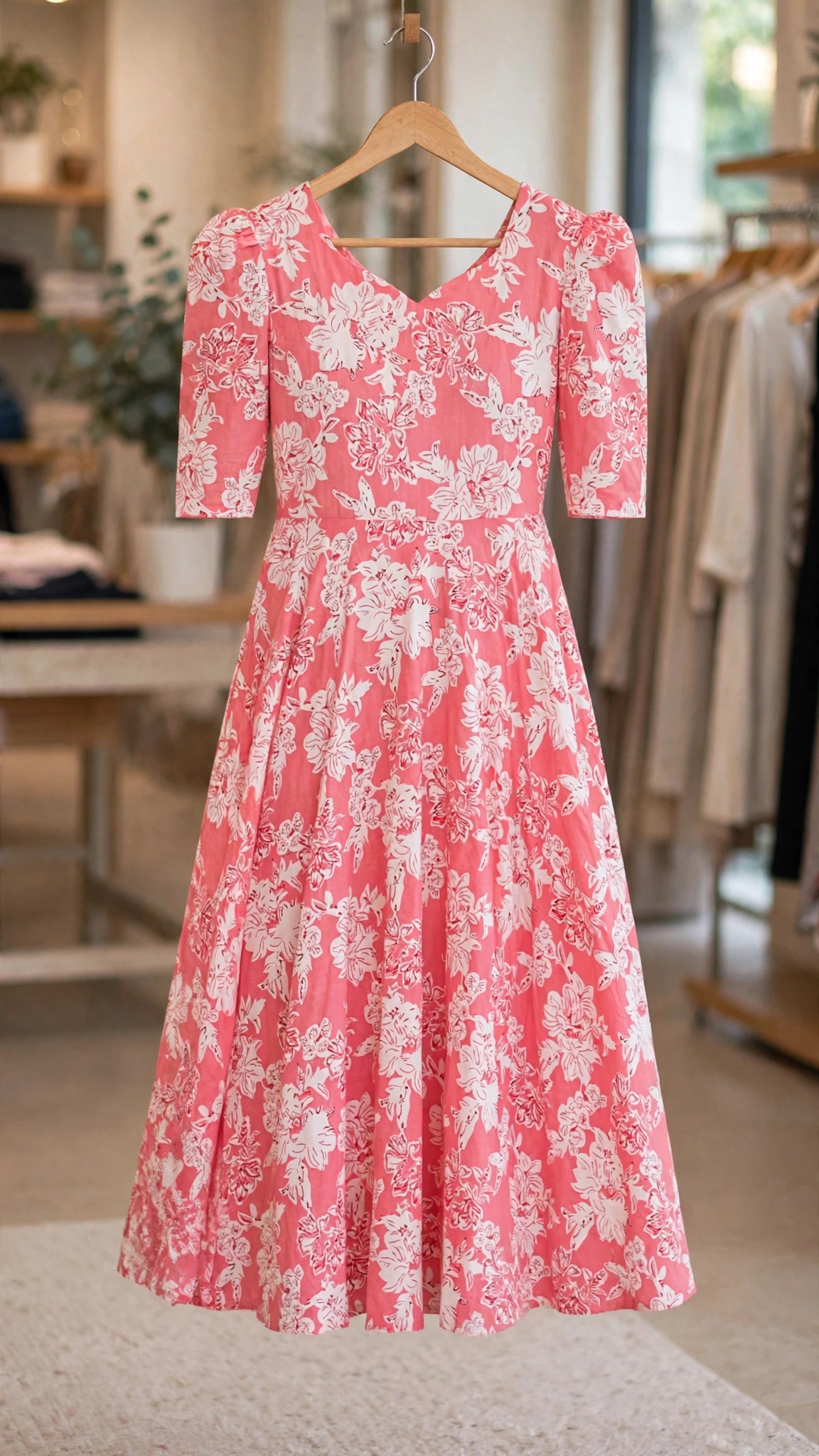 Timeless Floral Pleated Midi Dress – Available in Midnight Navy, Earthy Beige, Mint Green & Soft Coral - Image 7