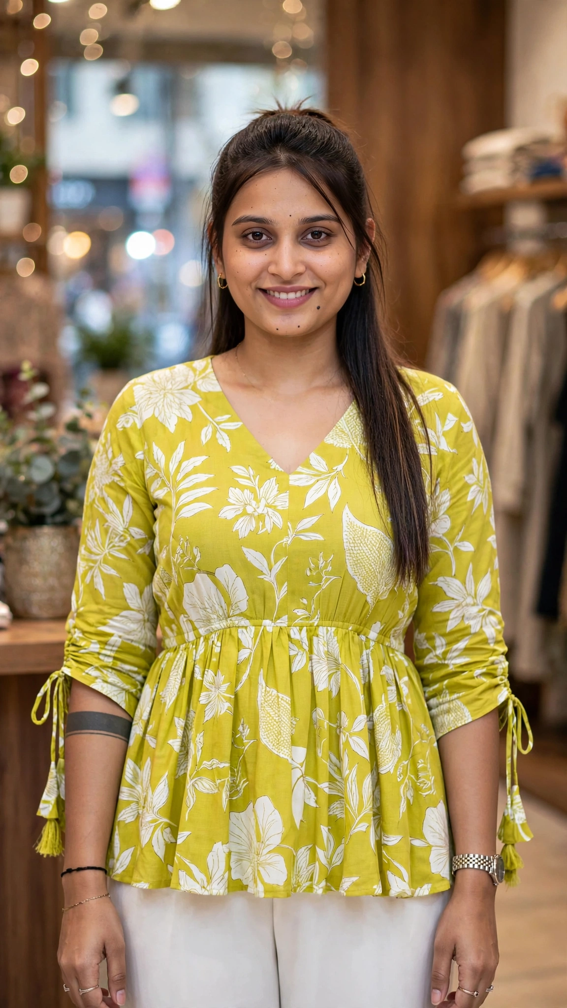 Graceful Floral Printed Peplum Tunic Set – Available in Lime Green, Dusty Rose, Plum, Soft Pink, Monochrome Paisley & Midnight Floral